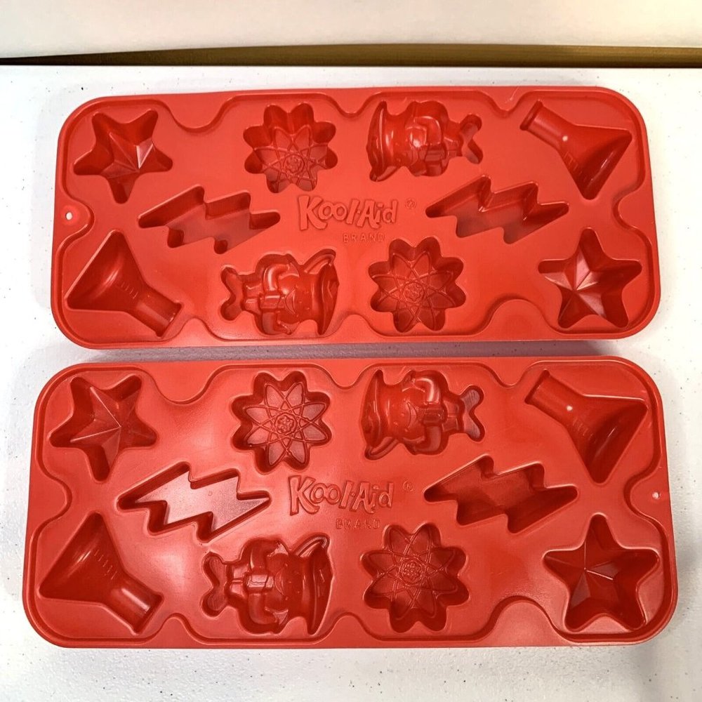 Kool Aid Brand Set of 2 Molds Trays Jello Ice Cubes Candy Food Soap Star Science